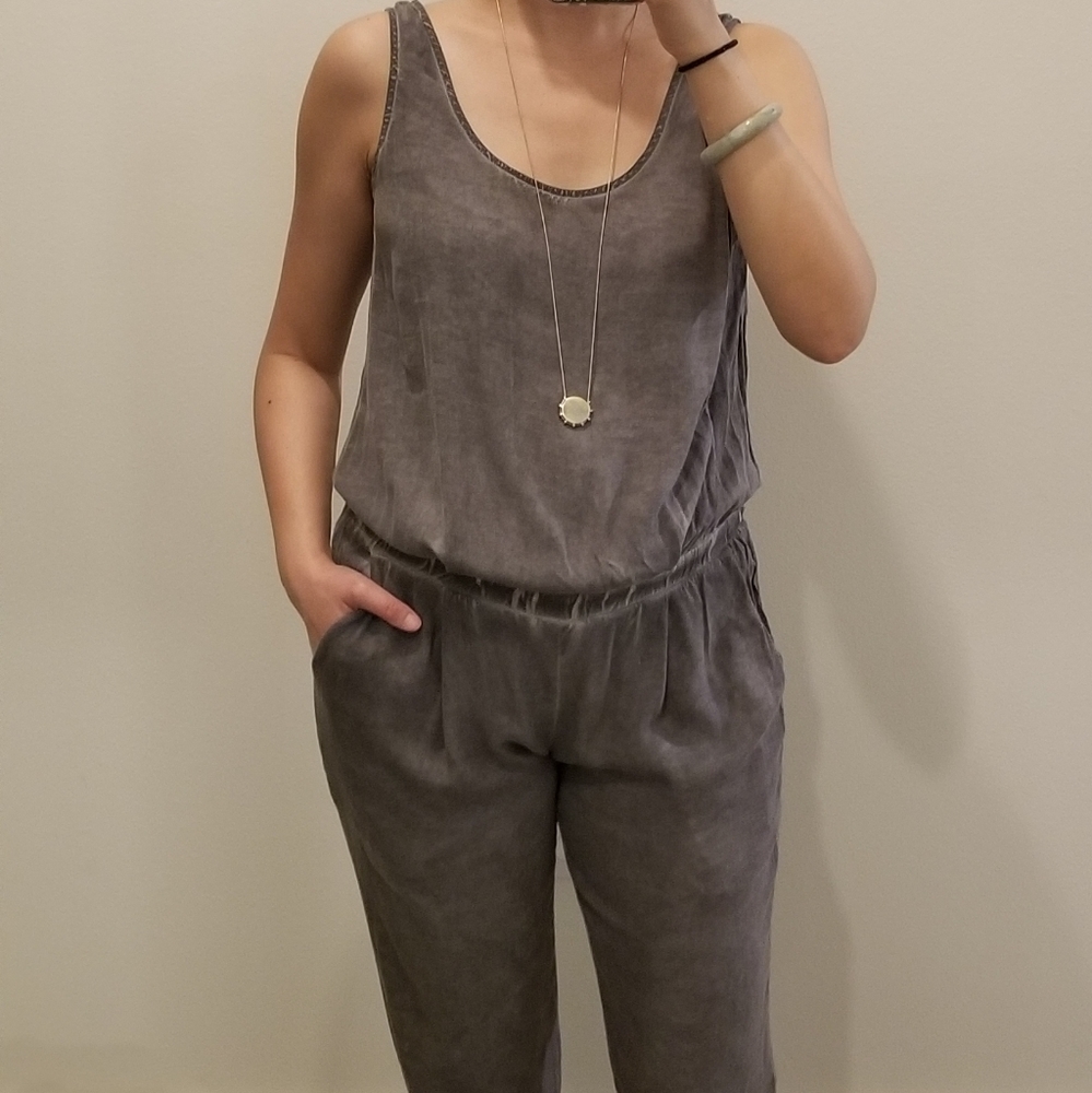 Anthropologie Cloth & Stone Gray Chambray Jumpsuit